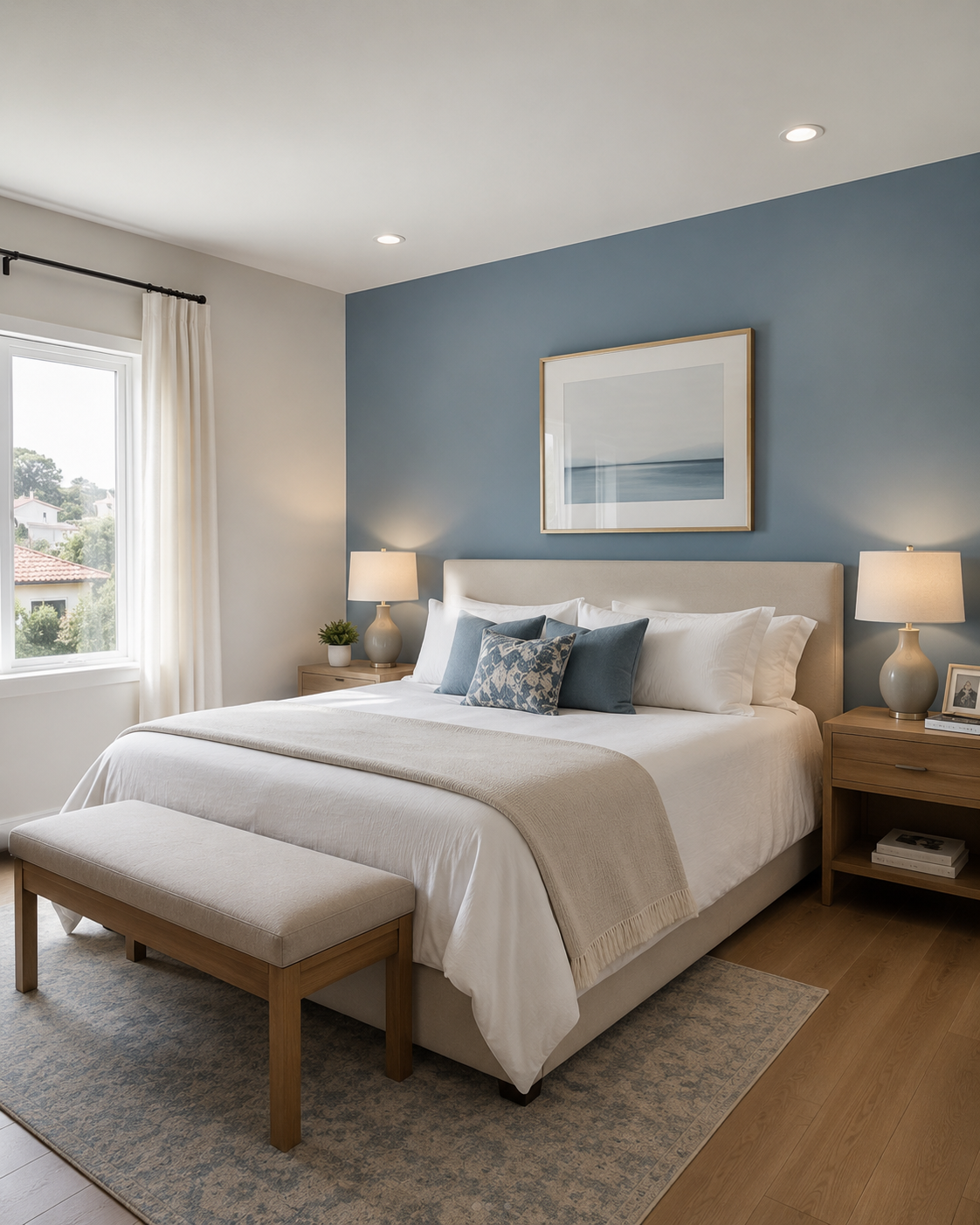 Quarto com parede azul